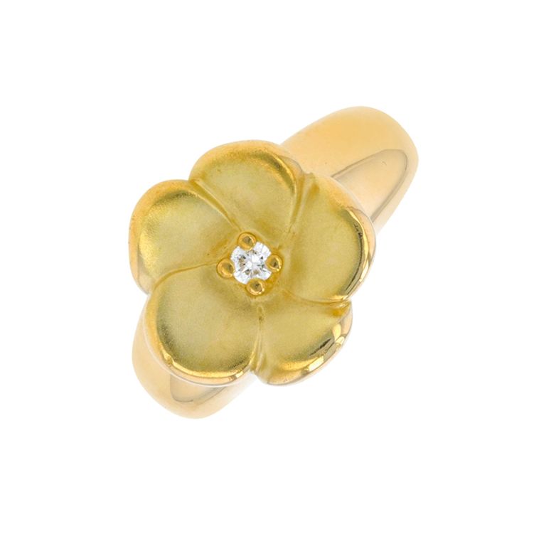 Bague fleur diamant 0.07 carat or jaune 18.10g Comme neuf -  reconditionné disponible sur Gemme Les Bijoux
